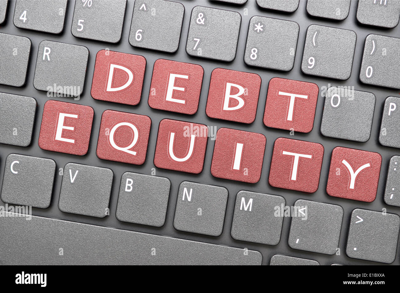 Red debt equity on keyboard Stock Photo