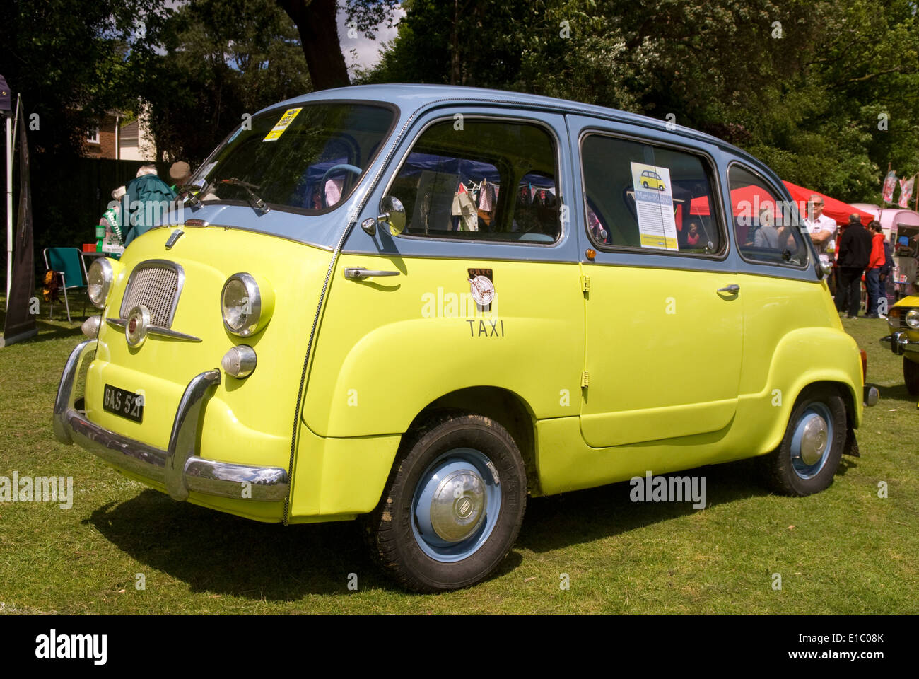 A Fiat 600D Multipla taxi from the 1960s at a classic car show, Haslemere, Surrey, UK. Stock Photo