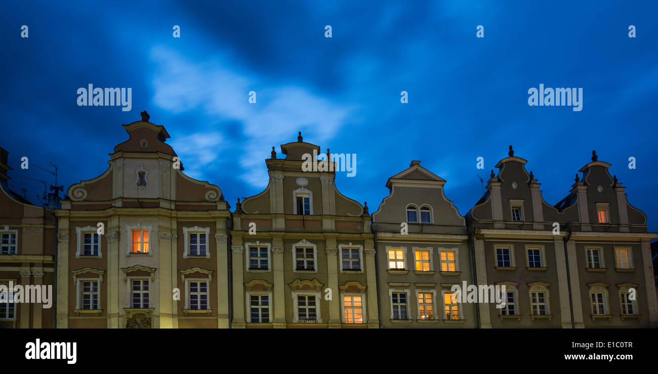 Historic buildings along Rynek market square, Opole, Silesia, Poland Stock Photo