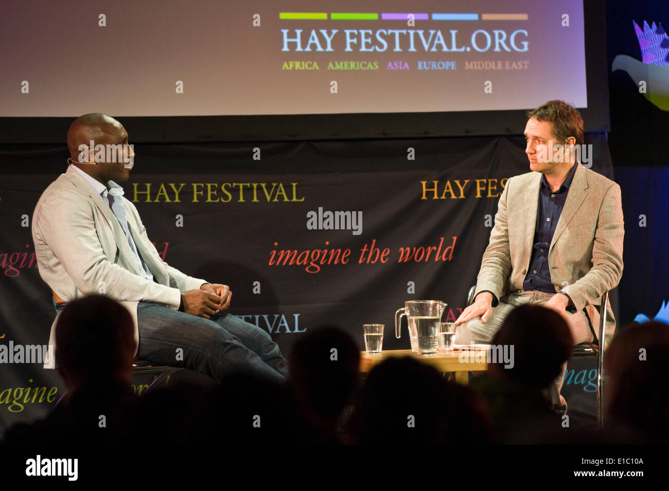 Sol Campbell former Tottenham, Arsenal & England footballer talking about his life at Hay Festival 2014  ©Jeff Morgan Stock Photo