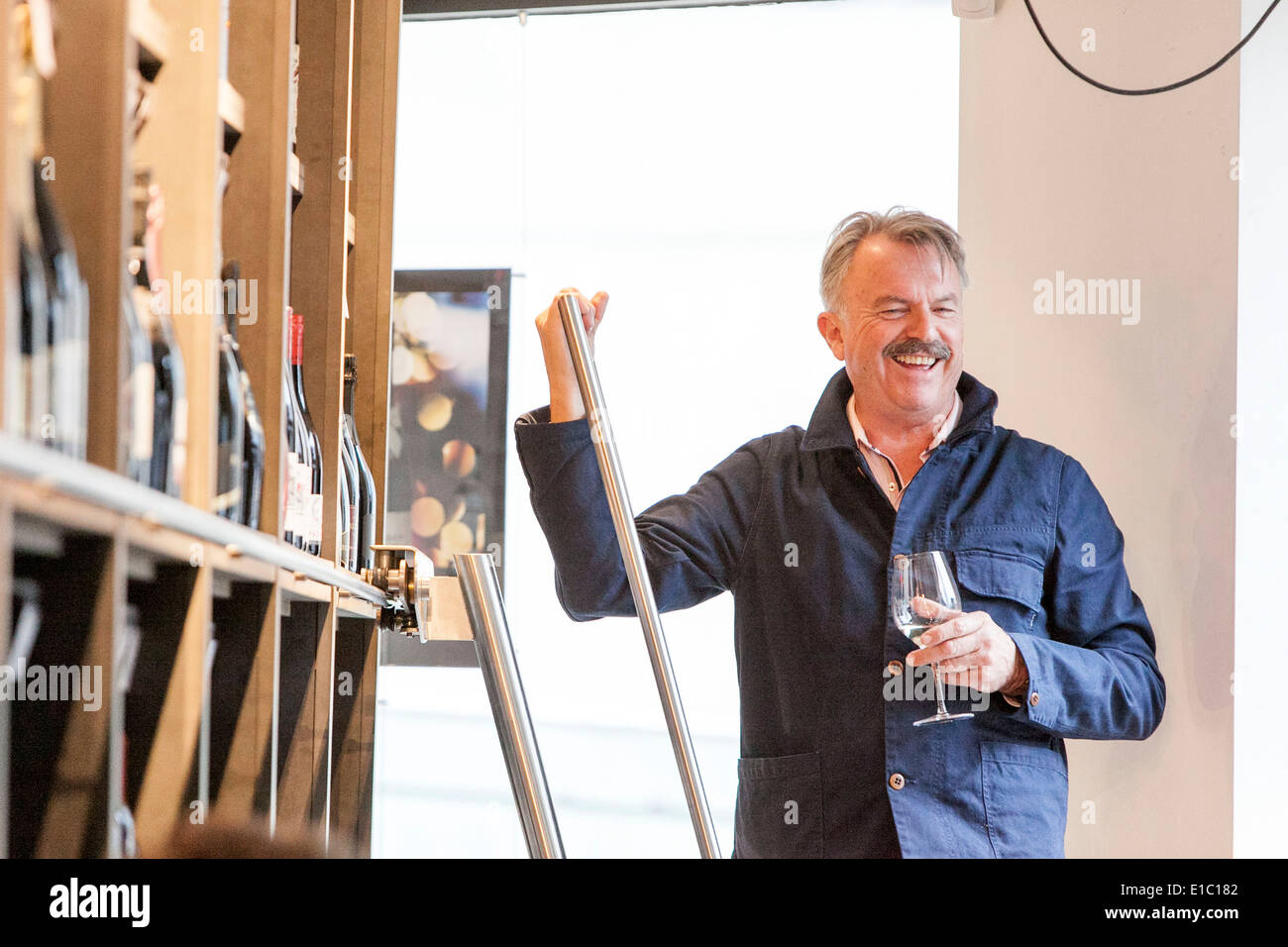 Actor Sam Neill leads a wine tasting evening at Hanging Ditch Wine