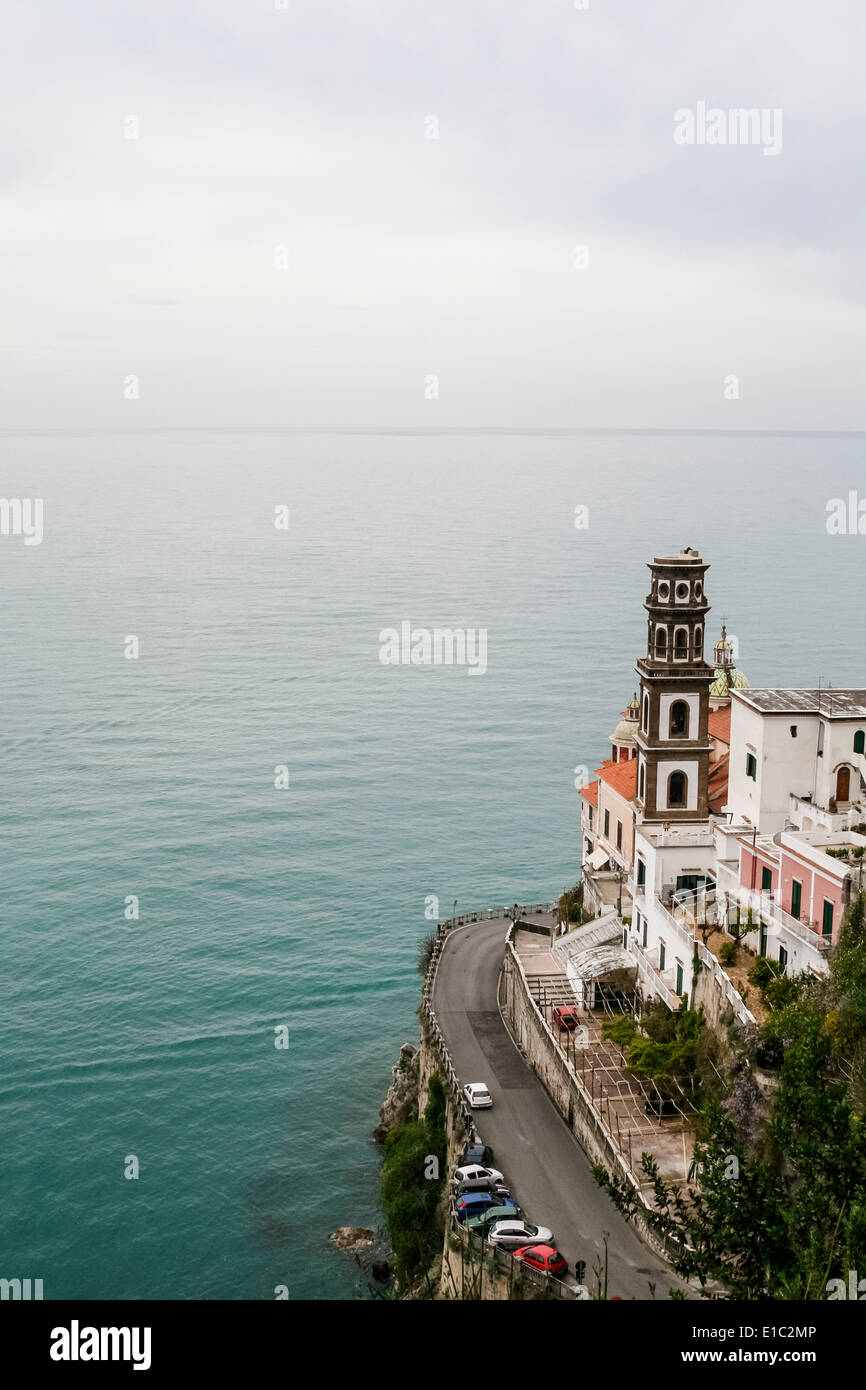 View over the village of Atrani on the Amalfi coast in Italy Stock Photo