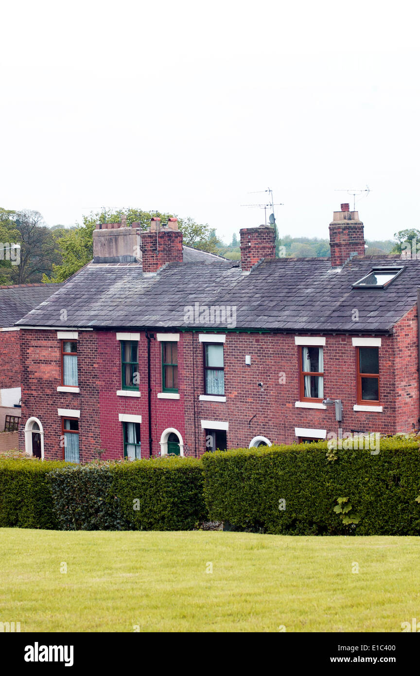 Row of four small terraced houses,WaltonLeDale,Preston,Lancashire,UK