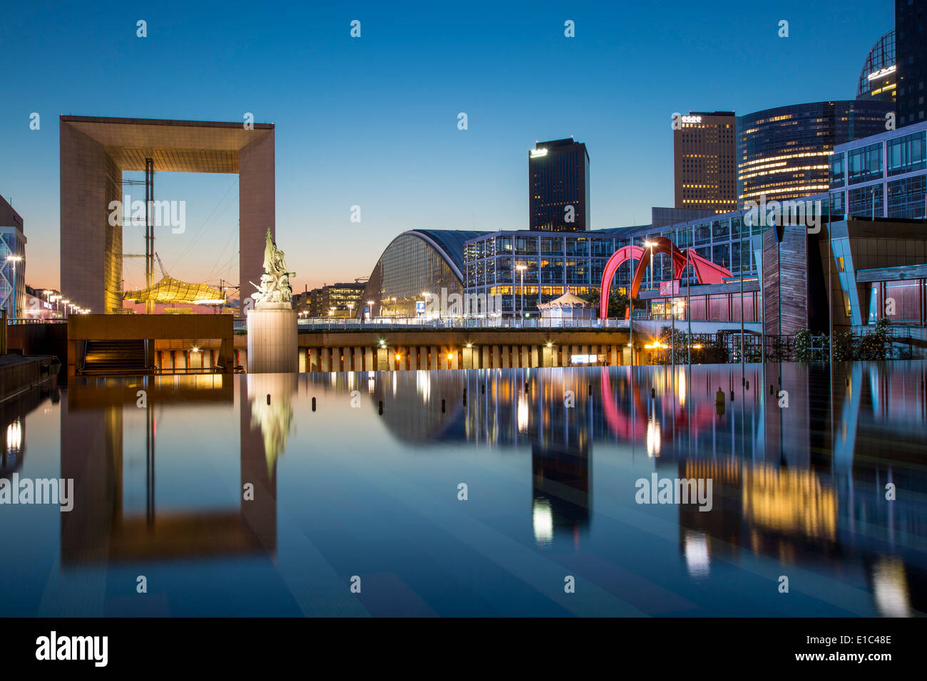 The Grand Arch and modern buildings of La Defense, Paris France Stock Photo
