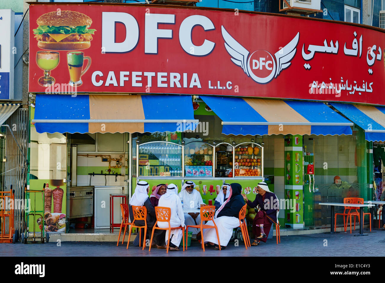 United Arab Emirates, Dubai, Deira neighbourhood, cafeteria Stock Photo