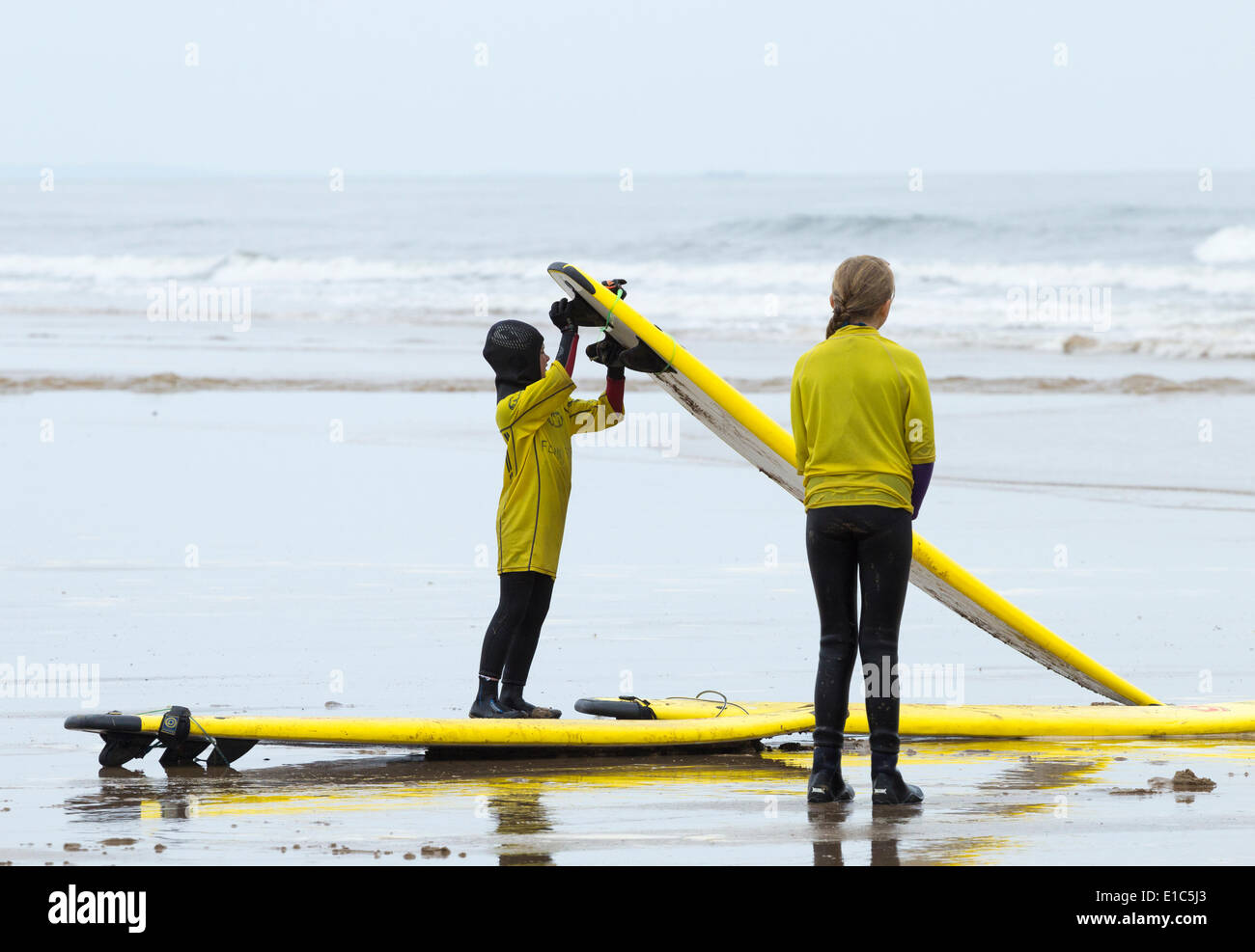 Surfing lesson for children during half term holidays. Saltburn by the