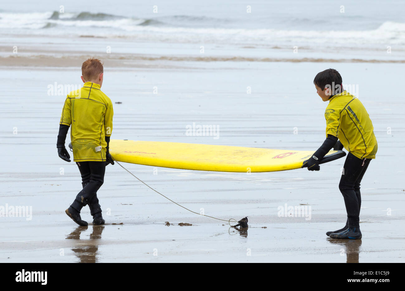 Surfing lesson for children during half term holidays. Saltburn by the