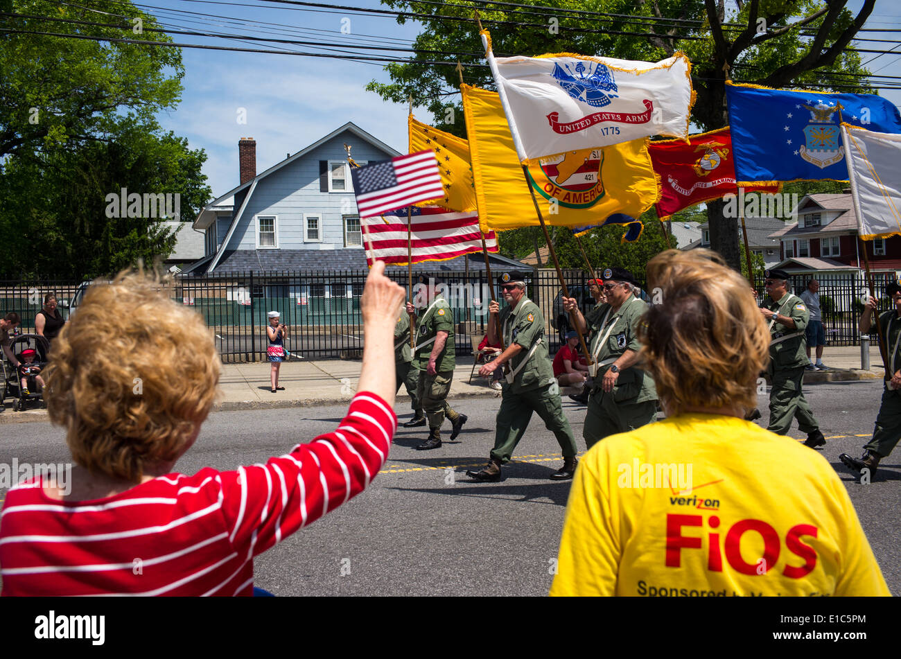 Veterans of Foreign Wars (VFW) march in the annual Staten Island, New York Memorial Day parade . Stock Photo