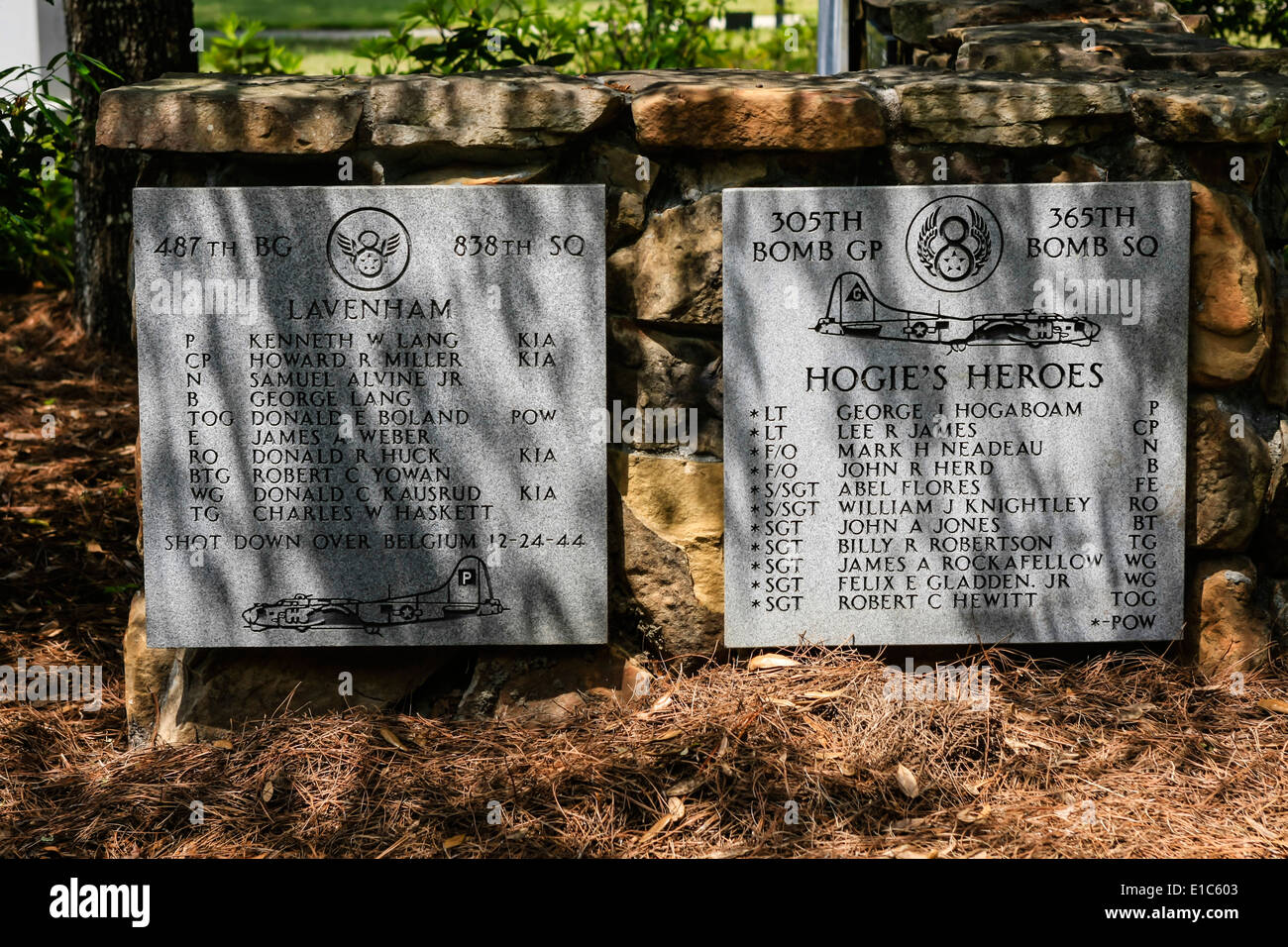 Plaques in the Memorial Gardens at the Mighty Eighth AF Museum at Pooler GA Stock Photo Alamy