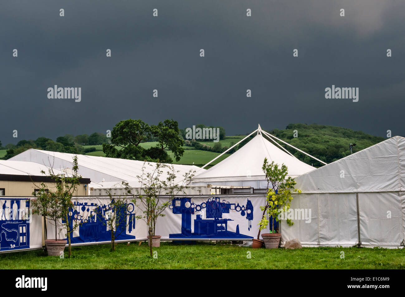 Stormy weather at the 2014 Hay Festival of Literature, Hay-on-Wye, UK Stock Photo