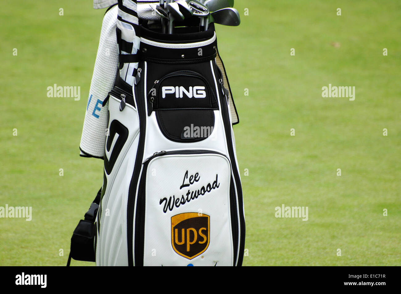 Lee Westwood Golf Bag Stock Photo Alamy