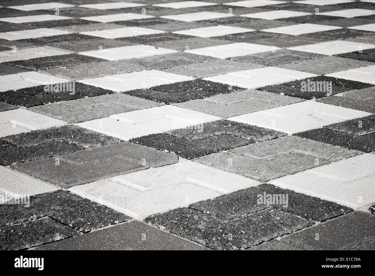 Black and white pattern of urban roadside pavement Stock Photo