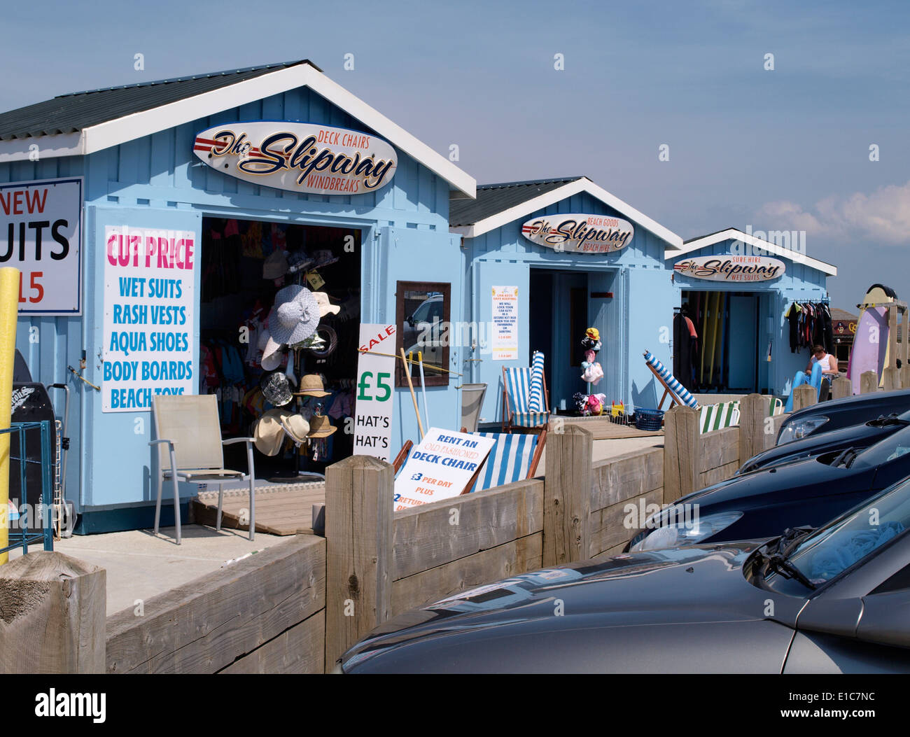 The Slipway, beach goods and beach hire, Westward Ho!, Devon, UK Stock Photo