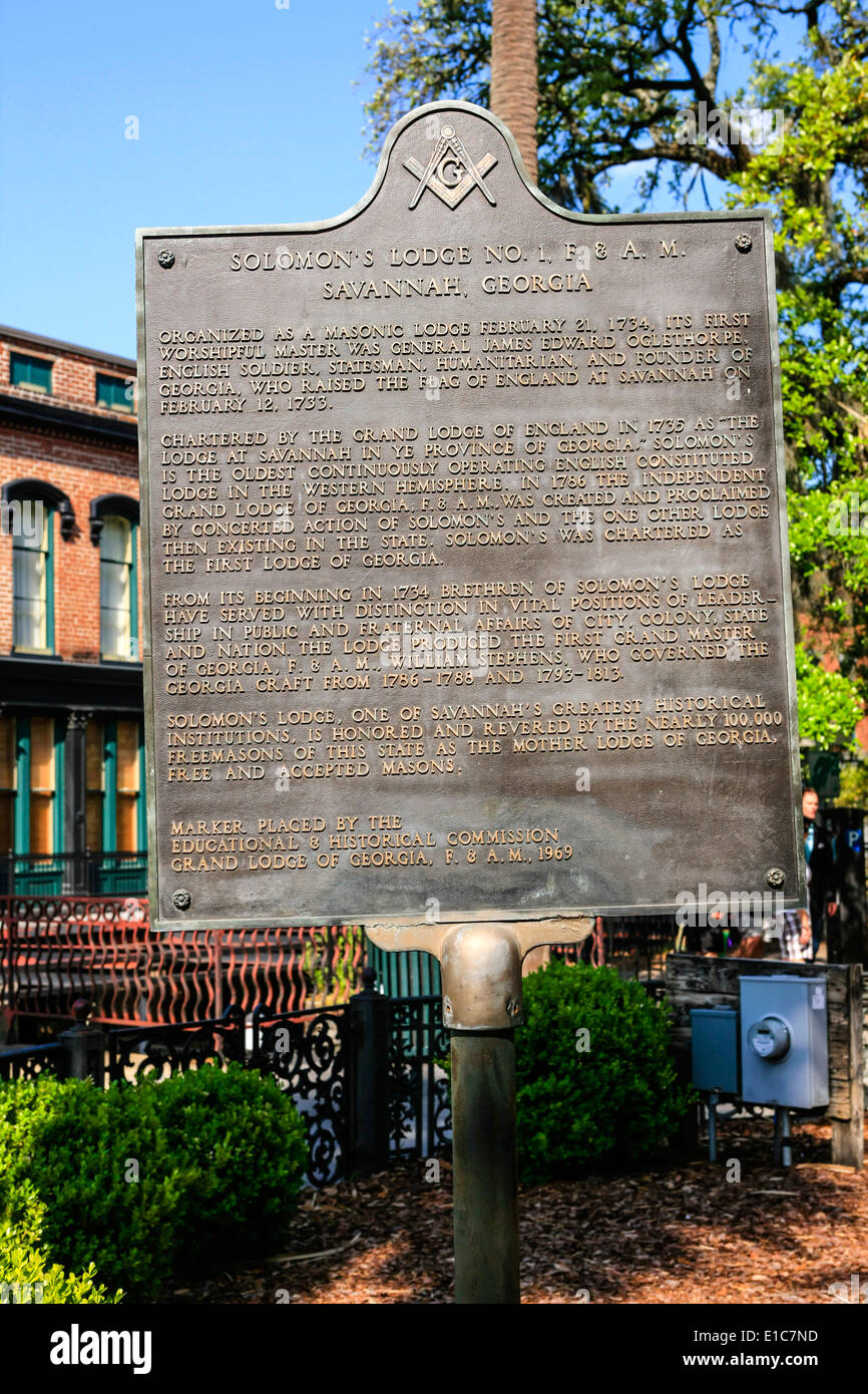 Historic Plaque relating to the Freemasons Old Savannah Cotton Exchange ...