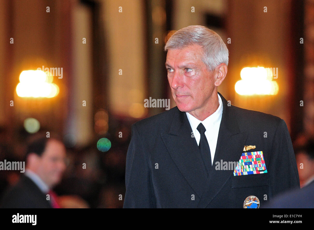 Singapore, Shangri-La Dialogue in Singapore. 30th May, 2014. Admiral Samuel Locklear, commander of U.S. Pacific Command, attends the Shangri-La Dialogue in Singapore, May 30, 2014. Shangri-La Dialogue, which opened on Friday in Singapore, is a multilateral forum organized by the London-based think tank International Institute for Strategic Studies. © Then Chih Wey/Xinhua/Alamy Live News Stock Photo