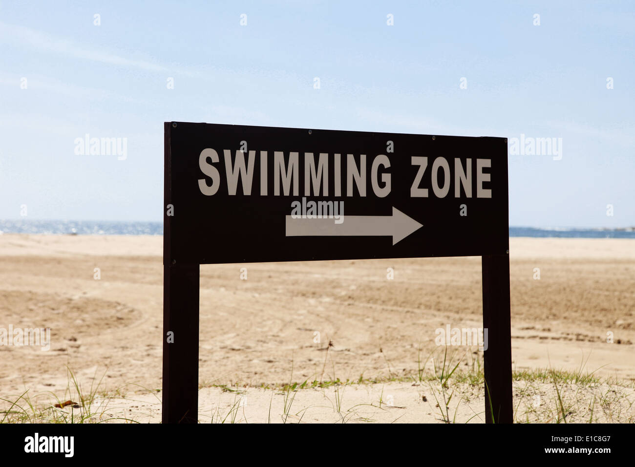 It's a photo of a board sign that indicate the swimming zone in the