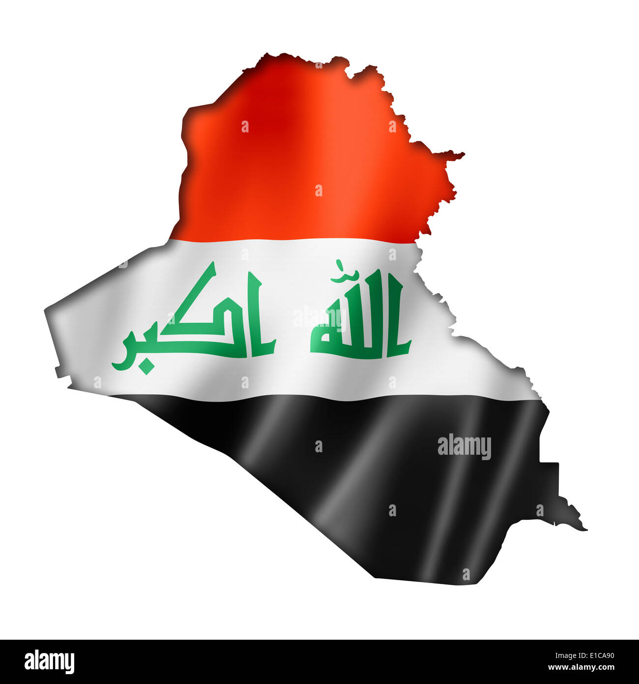 Iraq flag map, three dimensional render, isolated on white Stock Photo