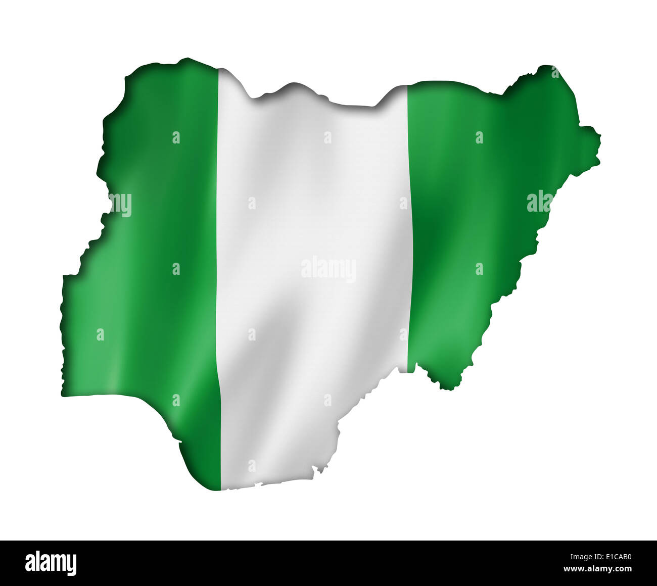 Nigeria Flag Map Three Dimensional Render Isolated On White Stock Photo Alamy