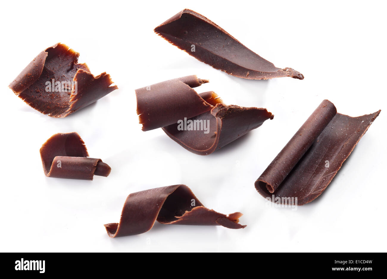 Chocolate chips isolated on a white background. Stock Photo