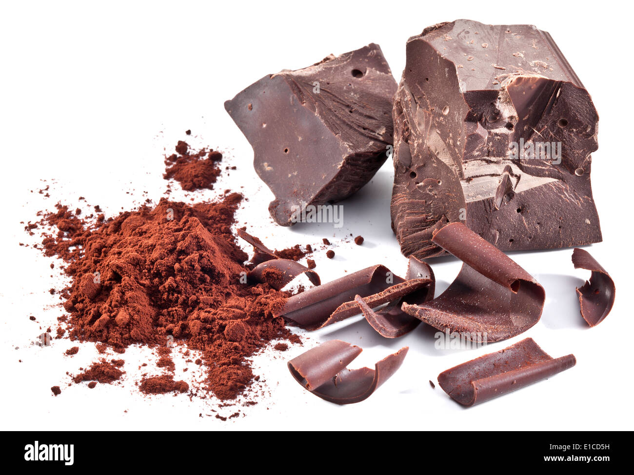 Chocolate blocks isolated on a white background Stock Photo Alamy