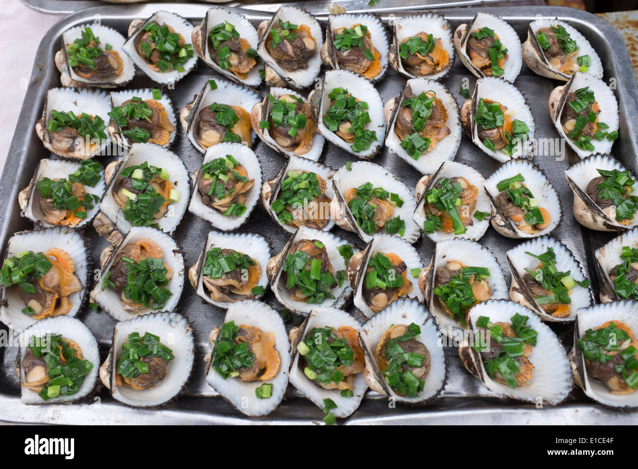 Shellfish Display at Dinh Cau Night Market Phu Quoc Island Vietnam Stock Photo