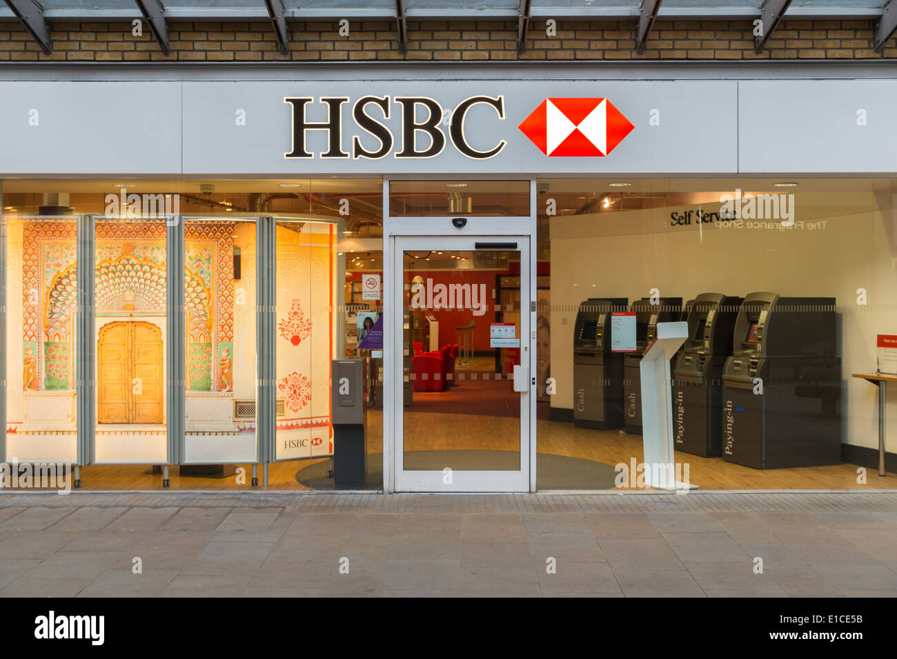 Modern HSBC bank empty with no customers Stock Photo