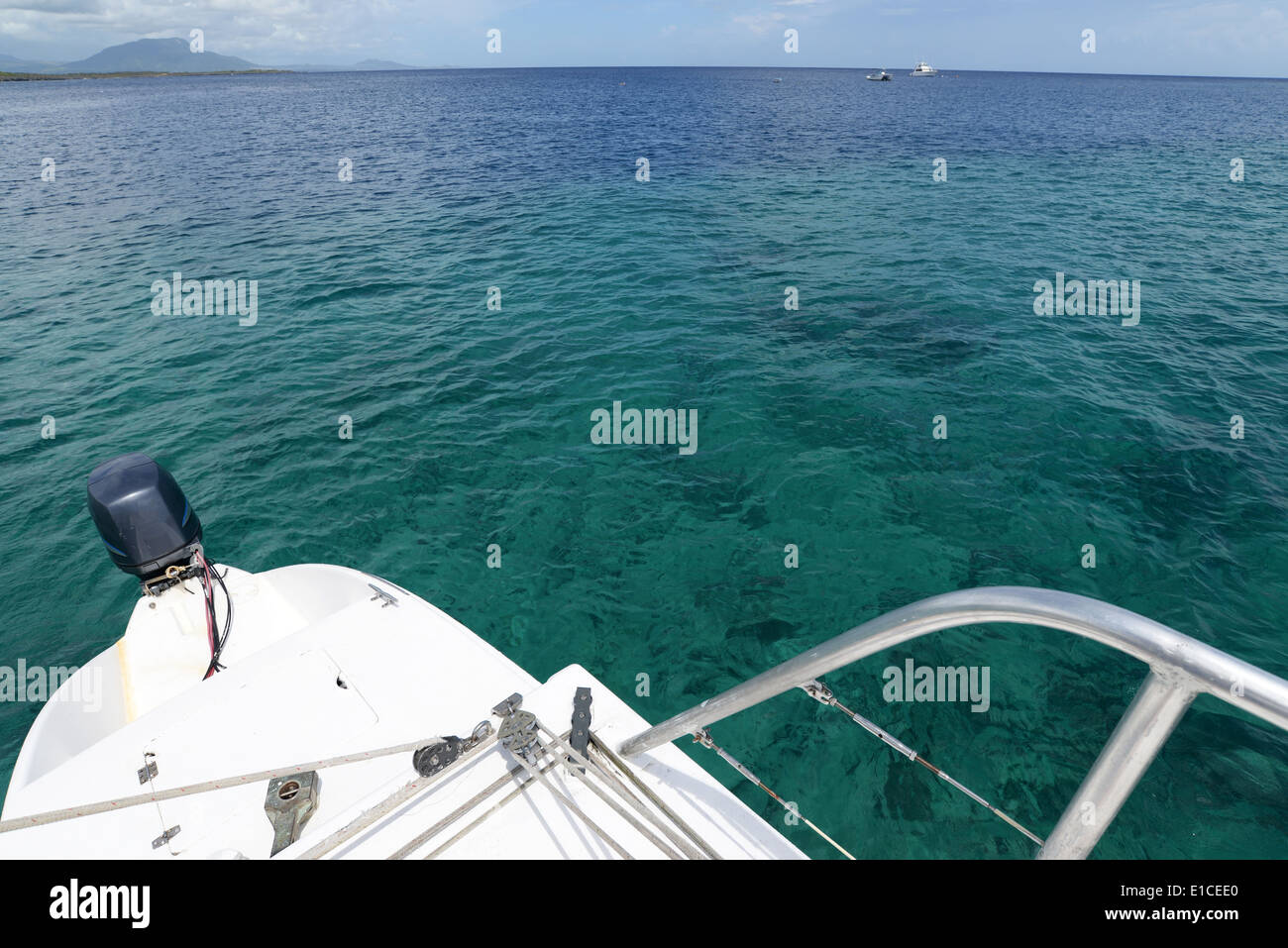 Boat in the Caribbean Sea Stock Photo