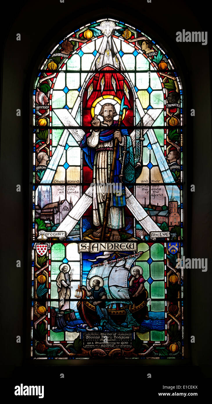 Saint Andrew window, Christ Church, Lye, West Midlands, England, UK Stock Photo