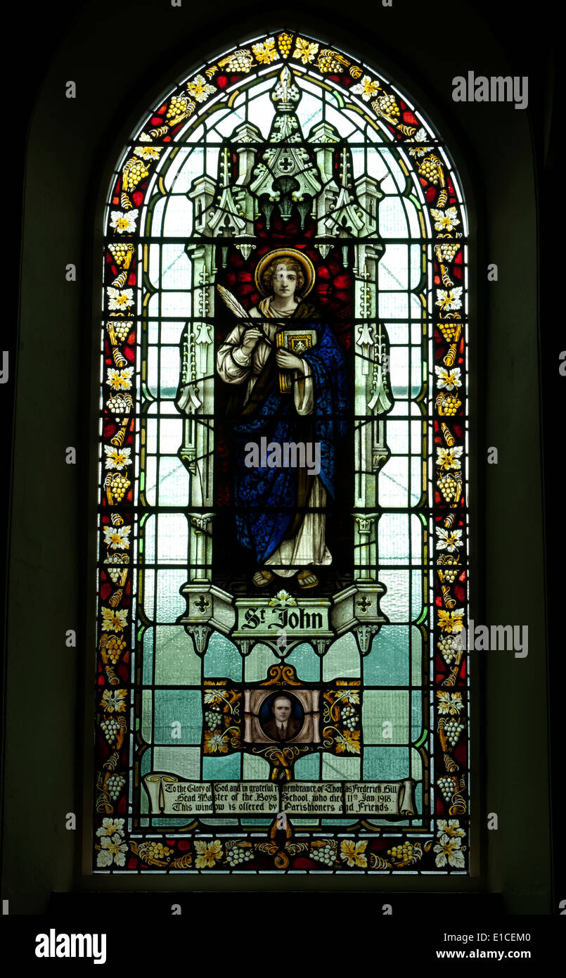 Saint John window, Christ Church, Lye, West Midlands, England, UK Stock Photo