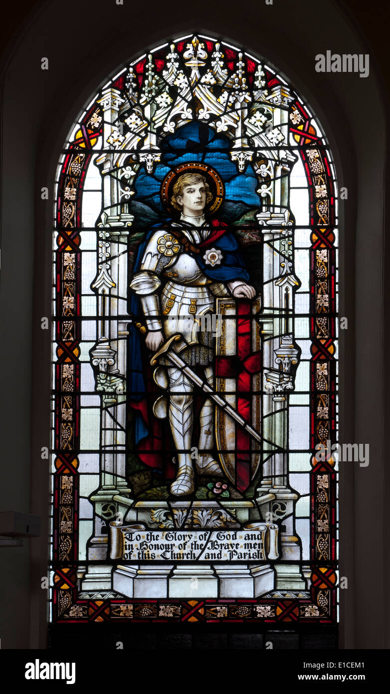 Saint George window, Christ Church, Lye, West Midlands, England, UK Stock Photo