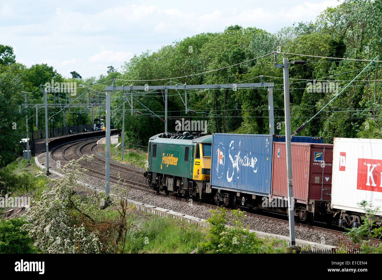 Freightliner train at Long Buckby, Northamptonshire, England, UK Stock
