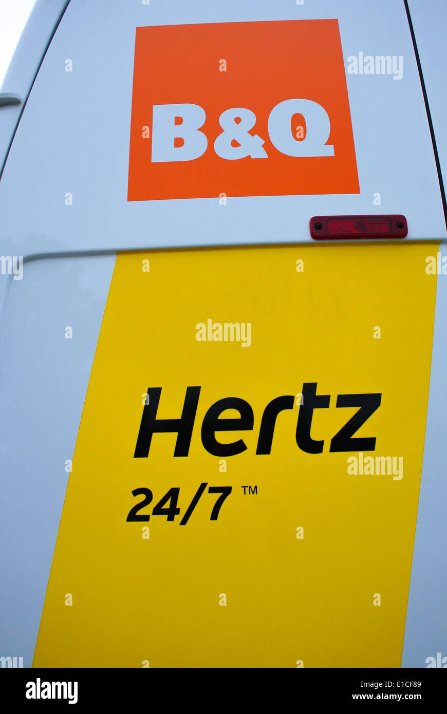 Herts B & Q van hire sign Stock Photo Alamy