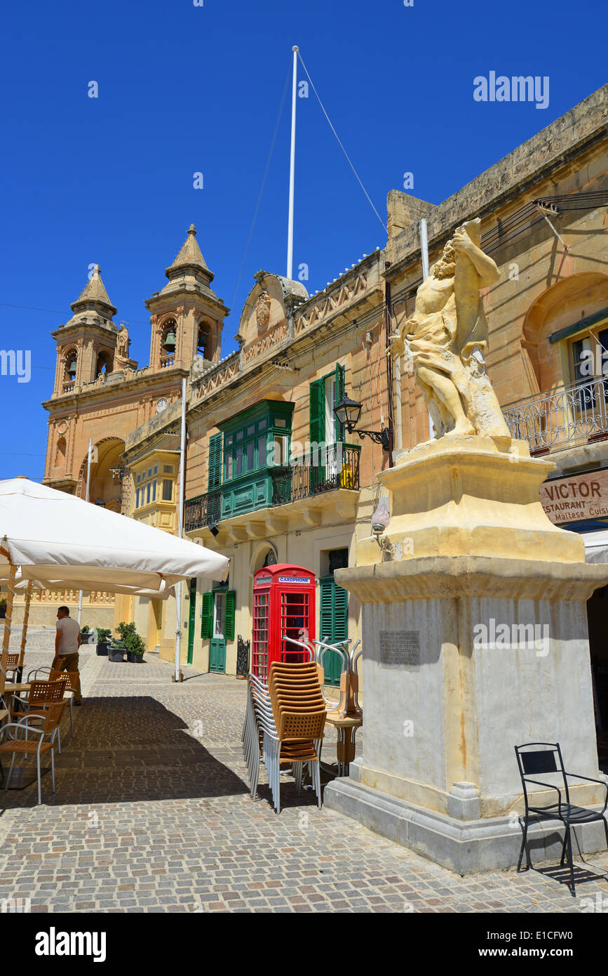 Statue of St Andrew in Marsaxlokk Square, Marsaxlokk, South Eastern District, Malta Xlokk Region, Republic of Malta Stock Photo