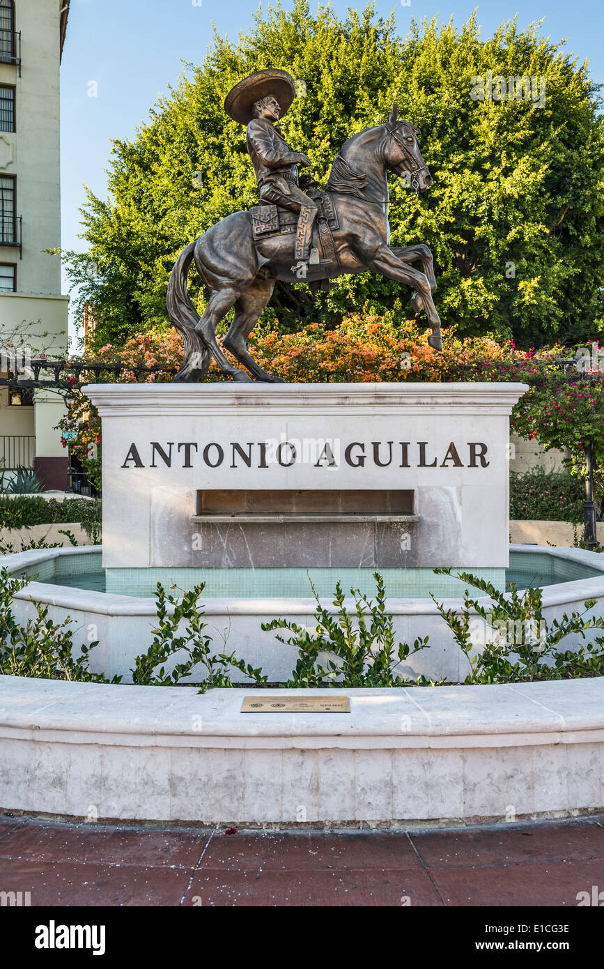 Statue celebrating Don Antonio Aguilar in downtown Los Angeles. Stock Photo