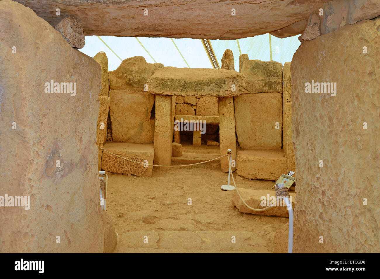 Mnajdra Temple, Ħaġar Qim & Mnajdra Archaeological Park, Qrendi, South Eastern District, Malta Xlokk Region, Republic of Malta Stock Photo