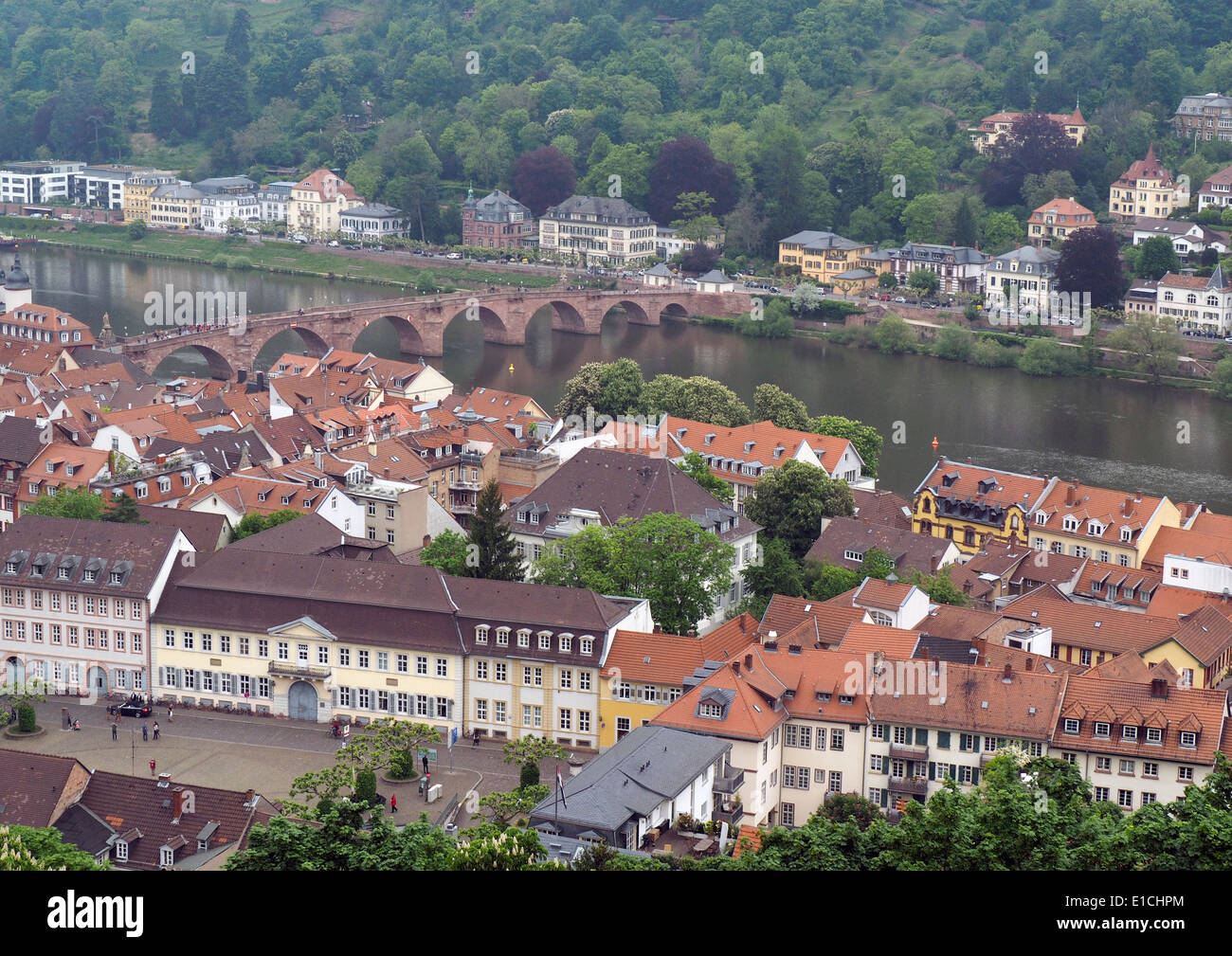 Rhine River Houses and Bridge Heidelberg Germany Stock Photo - Alamy