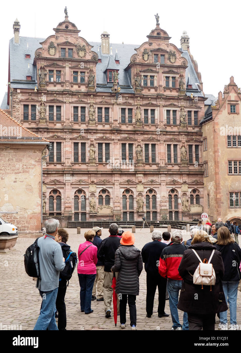 Viking River Cruise Tour Group Heidelberg Castle Stock Photo