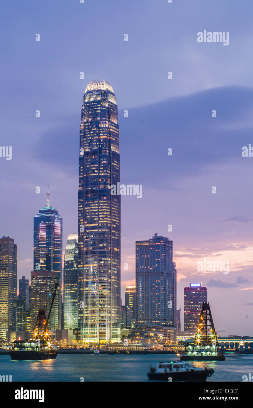 IFC towers, one of the tallest building in Hong Kong. Stock Photo