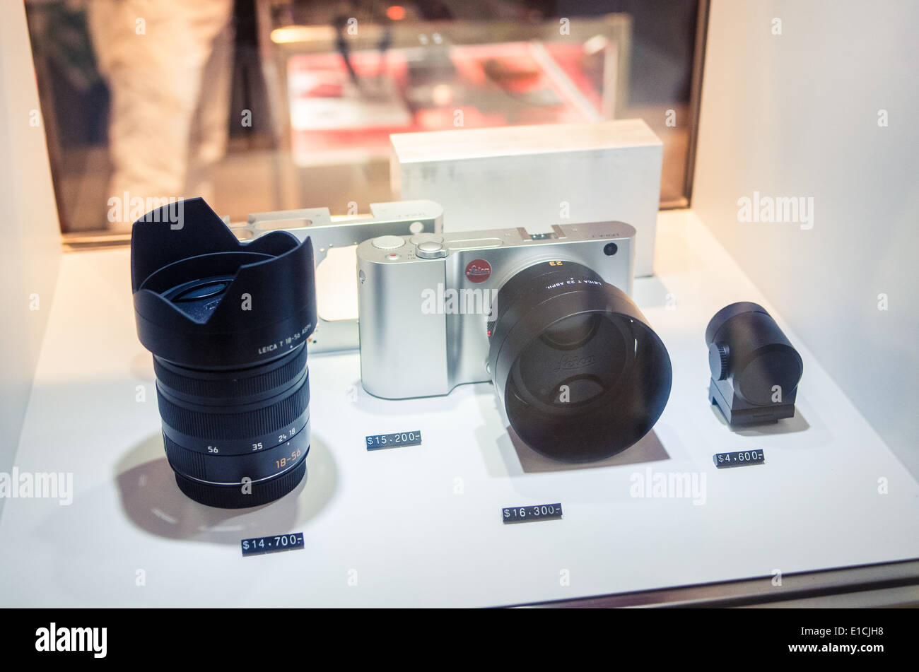 Leica T mirrorless camera, display on store in Hong Kong. Stock Photo