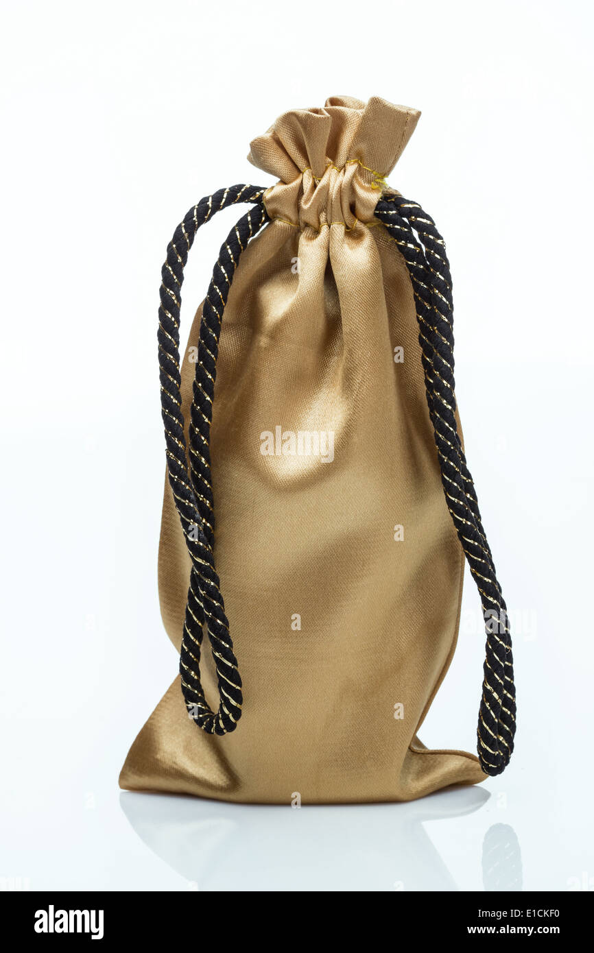 golden decorative silky sack Stock Photo Alamy