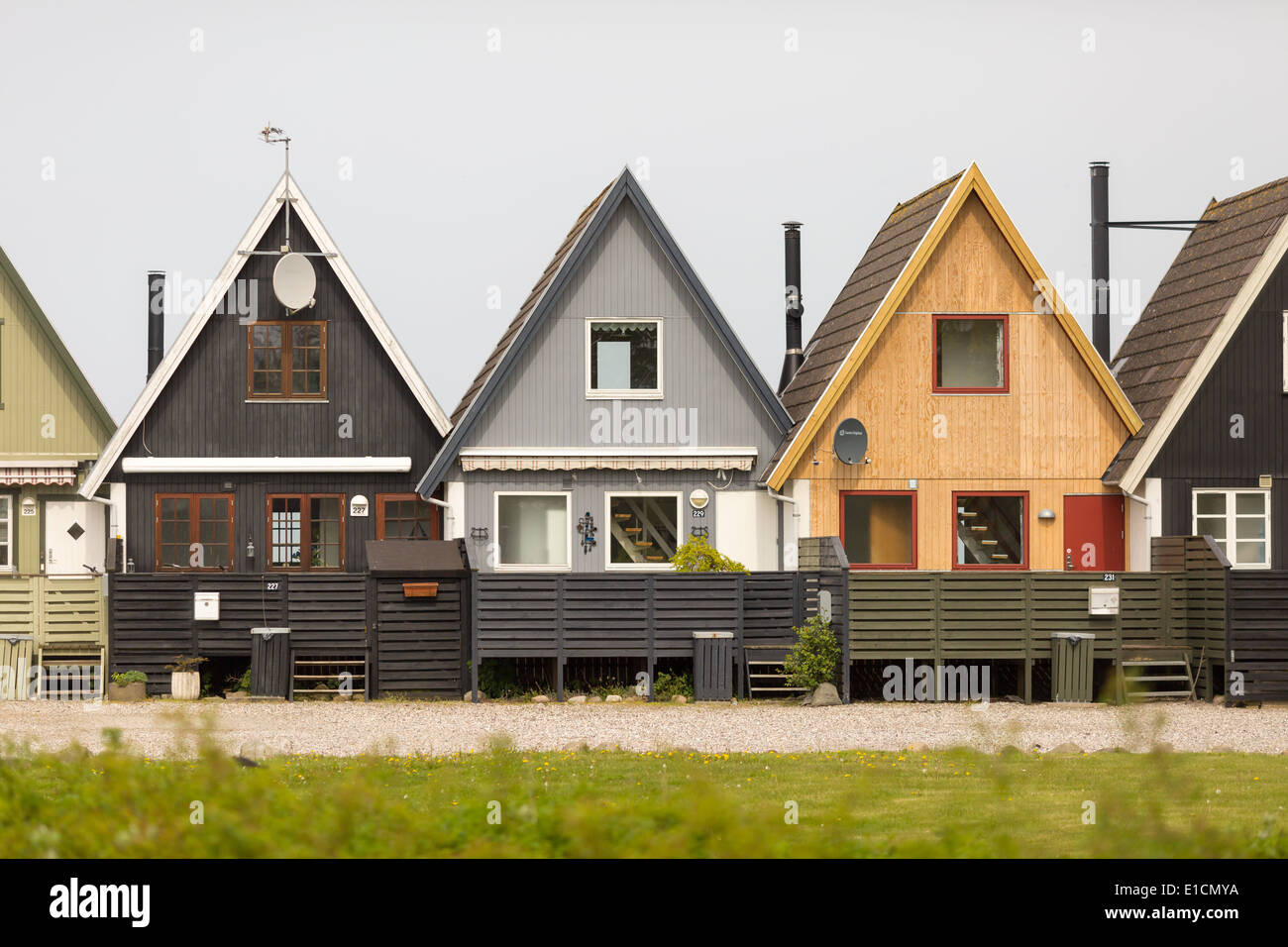Townhouses in vacation area. Trademarks have been removed. Stock Photo