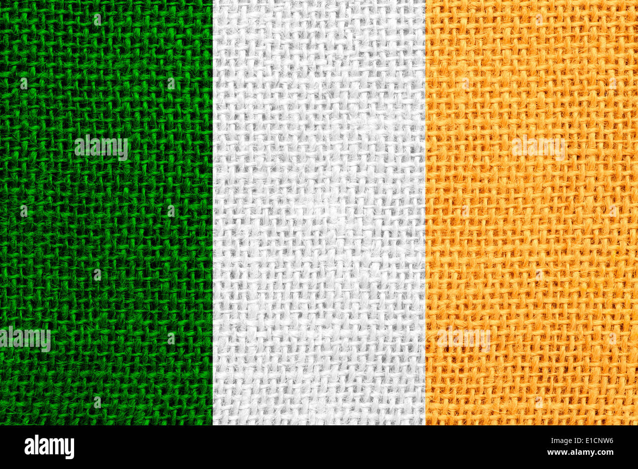 Flag Of Ireland Or Irish Banner On Linen Background Stock Photo