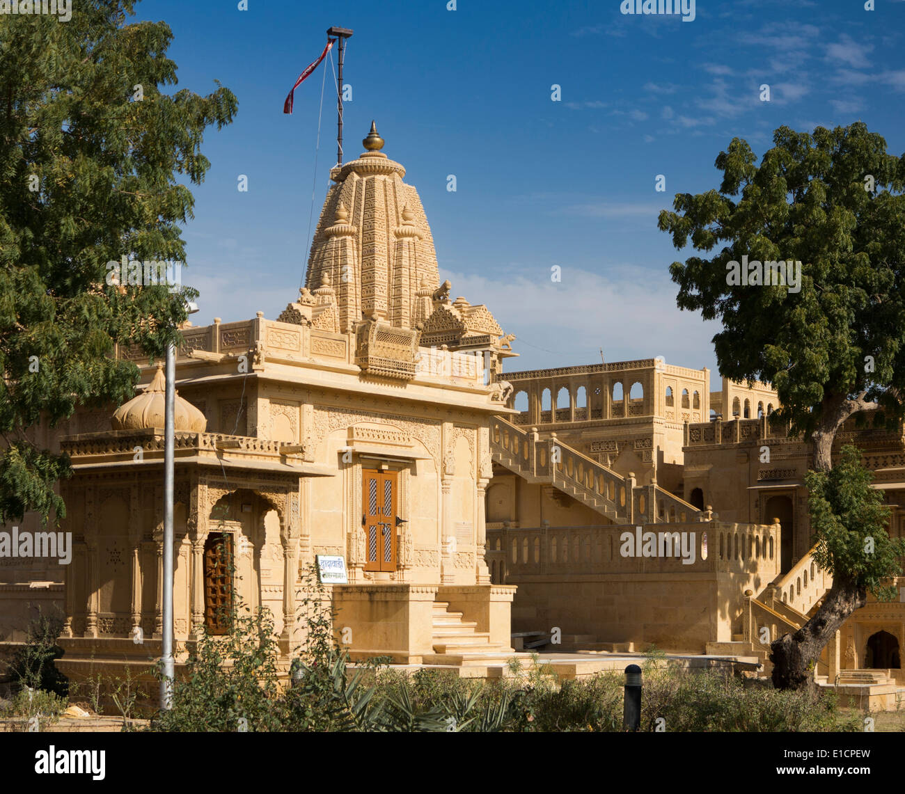 India, Rajasthan, Jaisalmer, Thar desert safari tour, Amar Sagar Jain temple Stock Photo