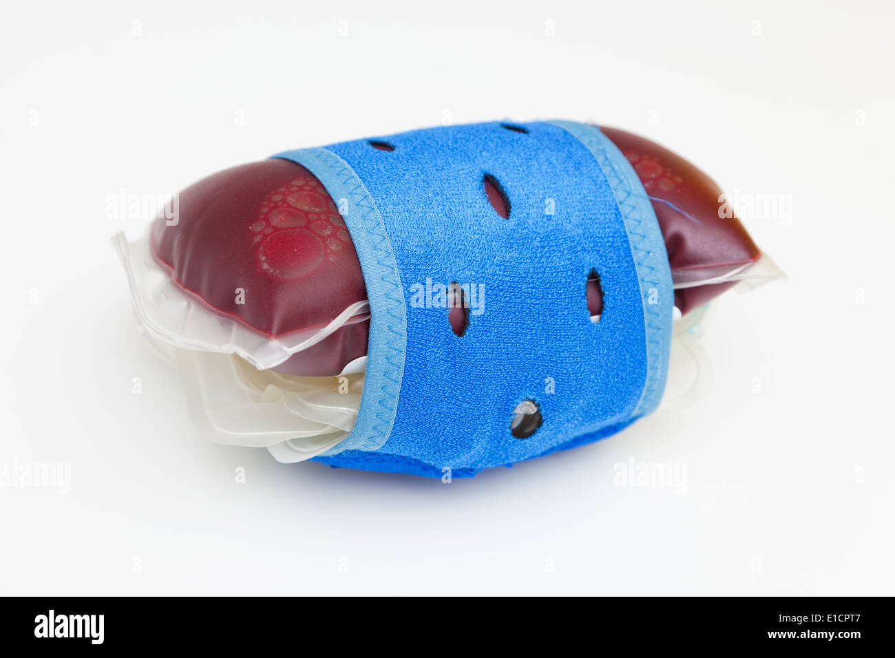 Blood bags with donated blood in the blood lab. Blood and stored blood