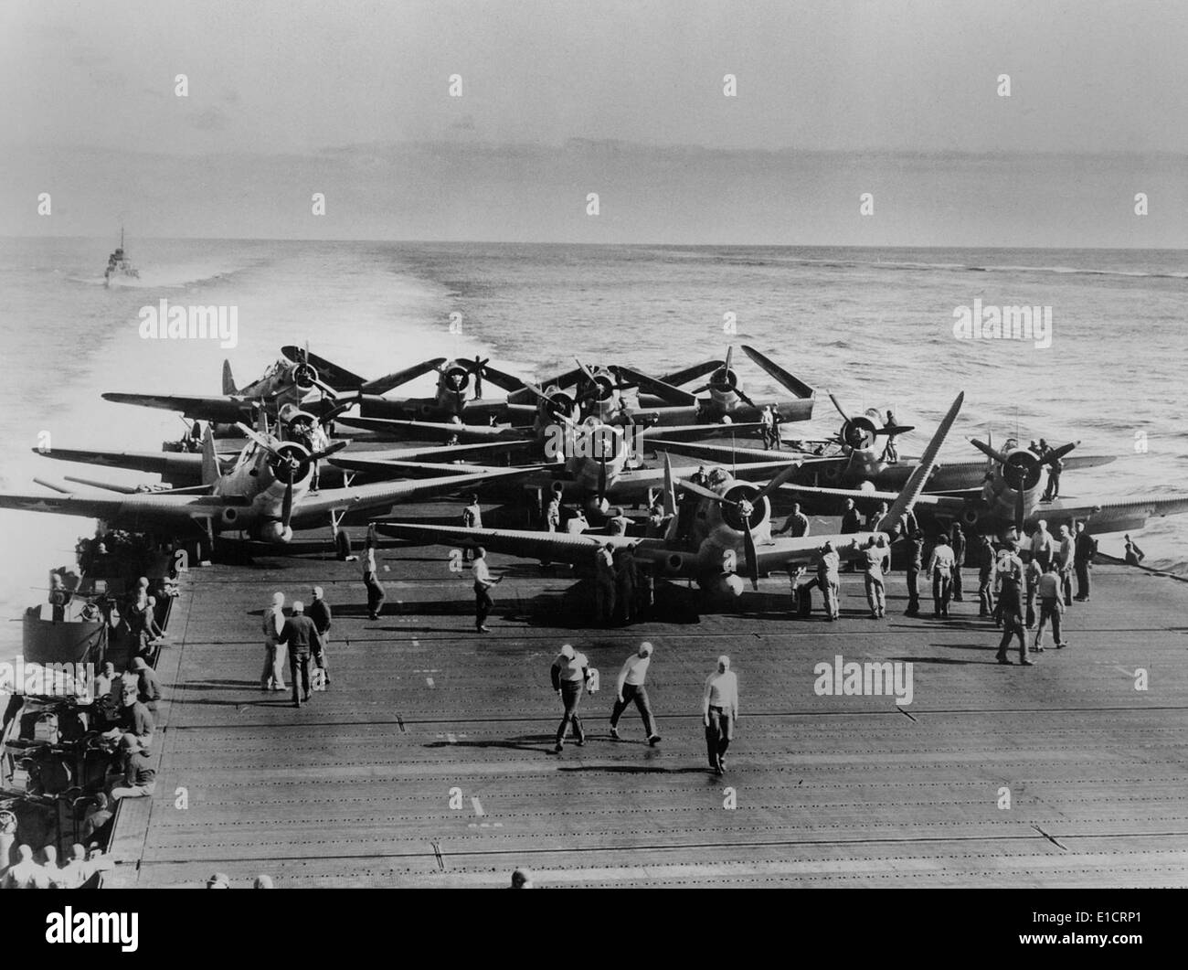 Battle of Midway, June 46, 1942 during World War 2. TBD1 torpedo