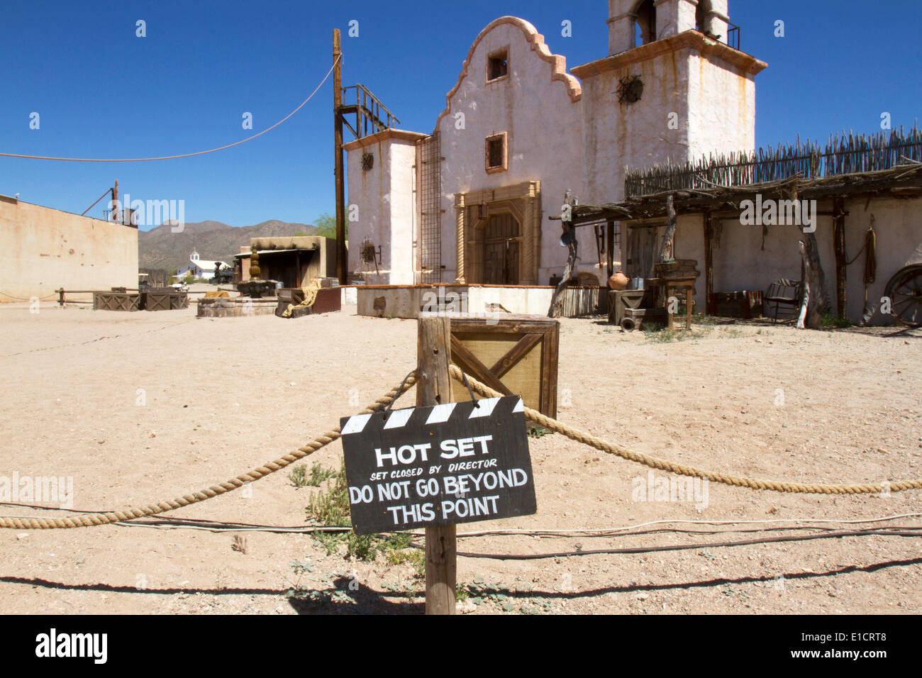 Movie set in old western sound stage Stock Photo