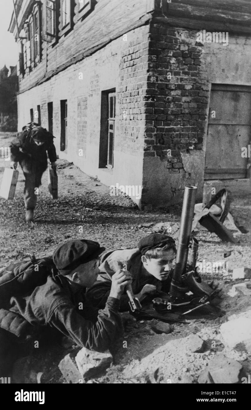 Russian teenagers receive bazooka training during World War 2. 1943 photo by Georgii Zelma. (BSLOC 2013-12 45) Stock Photo
