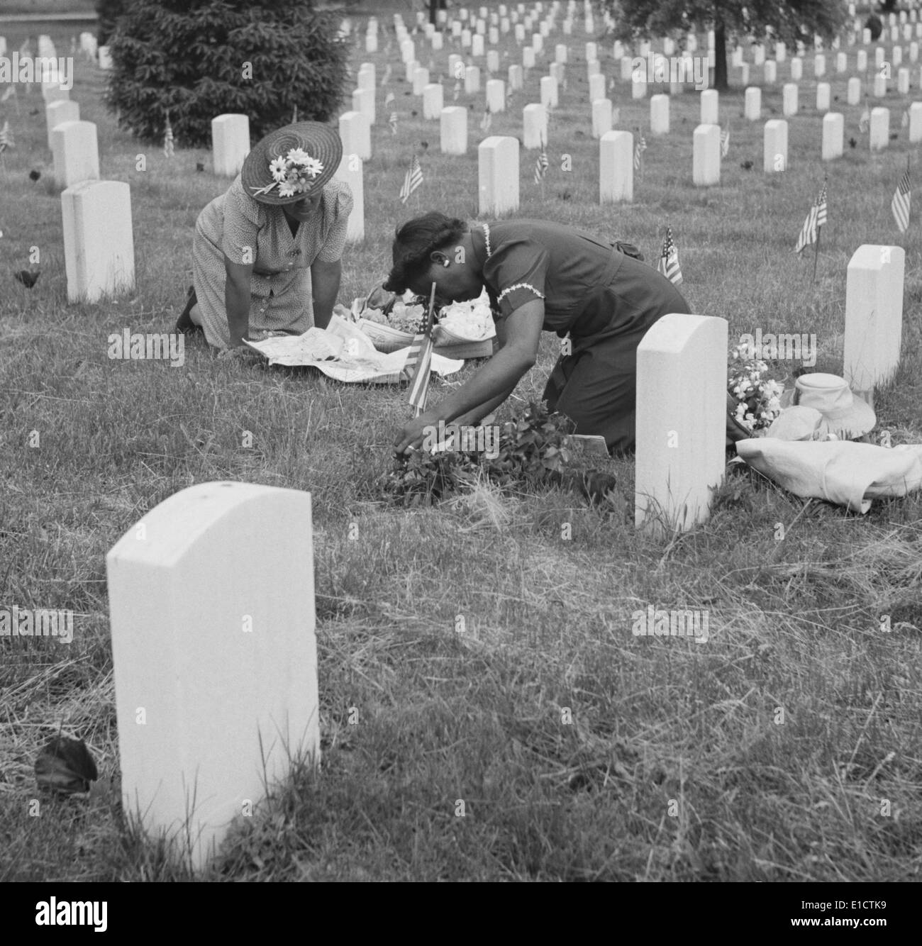 Decorating a soldier's grave on Memorial Day in one of the African