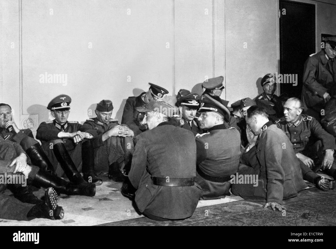 High ranking German officers in the Hotel Majestic, Paris, Aug. 26, 1944. Captured by Free French troops, they were temporarily Stock Photo