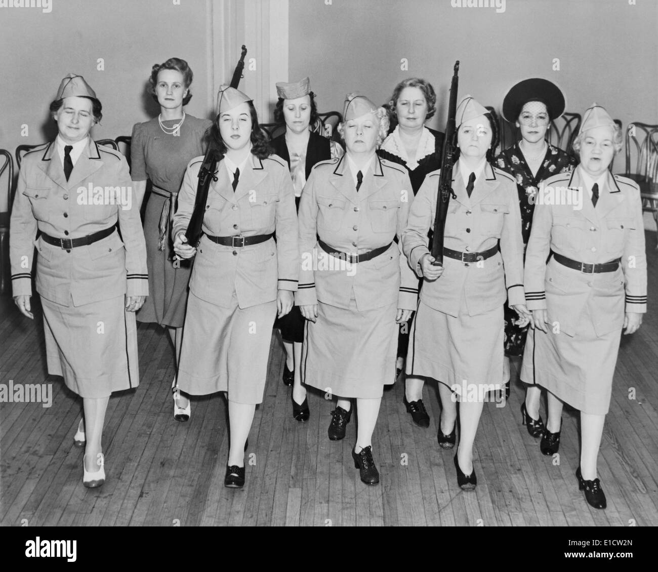 Women in a Civil Defense unit in drill practice Newark, N.J. in 1940